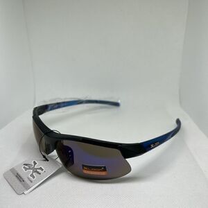 X-Loop Mens Wrap Semi Rimless Mirrored Sunglasses